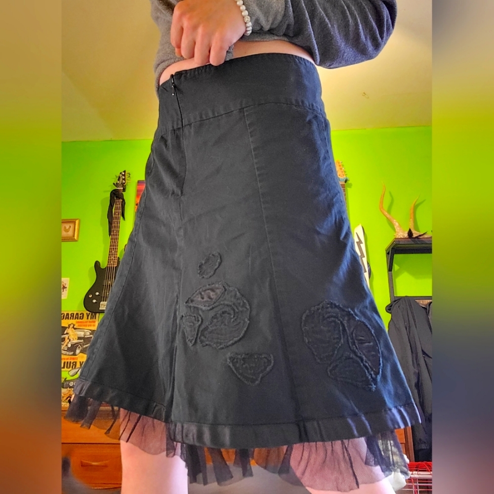 Black witchy flared Gothic Smart Set Skirt Romantic Ruffled tulle Sz5